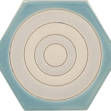 Sisters Ceramic Tile Collection, Hexagon-Circle Caribbean Breeze