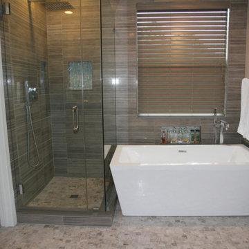 Porcelain Tile Shower 12" x 24" Rectangular Tile with modern straight set Patter
