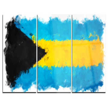 "Bahamas Flag Illustration" Flag Metal Wall Art, 3 Panels, 36"x28"