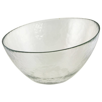 10" Hammered Glass Angled Bowls, Set of 2