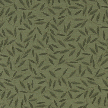 Green And Dark Green Floral Leaf Contract Grade Upholstery Fabric By The Yard