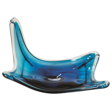 Aqua Turquoise Stingray Shaped Art Glass Bowl