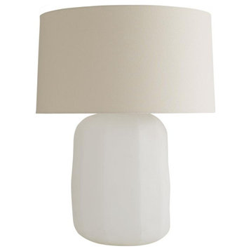 Frio Table Lamp, 1-Light, White Etched Glass, Cloud Beige Linen Shade, 29"H