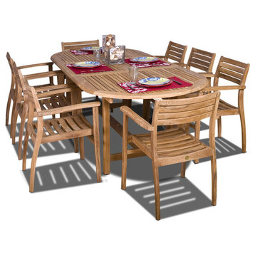 Coventry 9-Piece Teak Extendable Oval Patio Dining Set