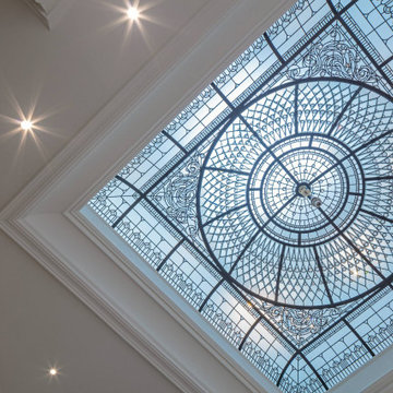 Large stained and leaded glass domed ceiling