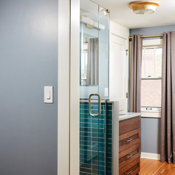 Bold in Blue Bungalow Owners Bathroom
