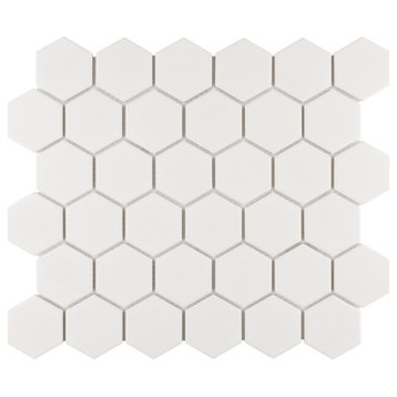 Gotham 2" Hex White Porcelain Floor and Wall Tile