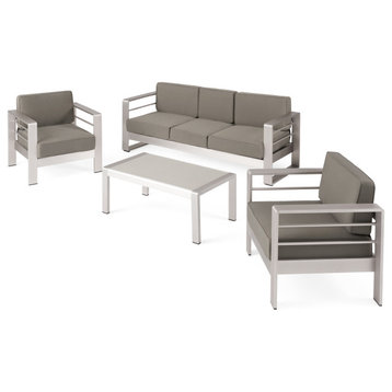 Crested Bay Outdoor Aluminum 5 Seater Chat Set With Sunbrella Cushions