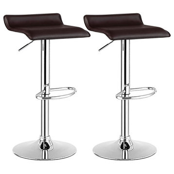 Costway Set of 2 Swivel Bar Stool PU Leather Adjustable Kitchen Chair Coffee