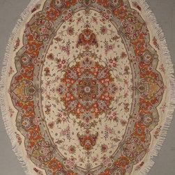 Oval Persian Tabriz rug 4'9 X 6'8 - Area Rugs