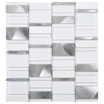 11.75"x12.6" Jace Mixed Mosaic Tile Sheet, White