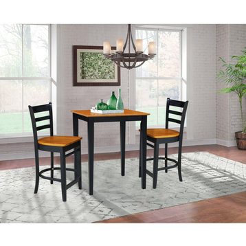 30" x 30" Counter Height Table with 2 Emily Counter Height Stools - 3 Piece Set