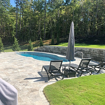 The Oasis Fiberglass Pool Model With Retaining Wall