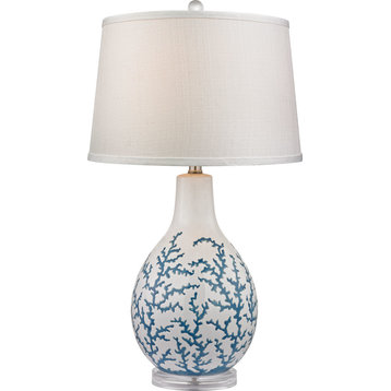 Sixpenny Blue Coral Table Lamp - Pale Blue,White, Medium