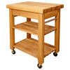 Catskill French Country Small Butcher Block Wood Kitchen Cart in Natural