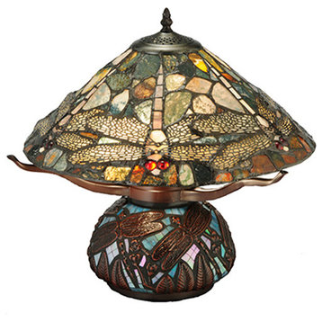 16.5H Dragonfly Cut Agata Table Lamp