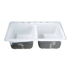 Kingston Brass GT33229D5 Petra Galley 33" Drop In Double Basin - White