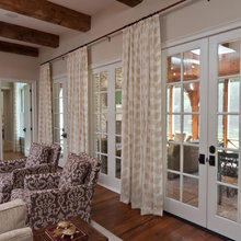 wood floors, family/dining room, curtains