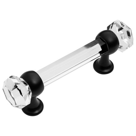 Cosmas 6393FB-C Flat Black with Clear Glass Cabinet Pull