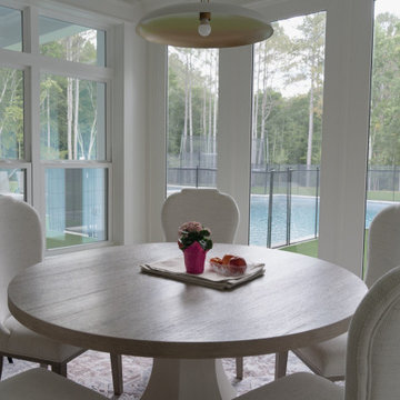 Dreamy Breakfast Nook with Pool & Backyard Forest Views