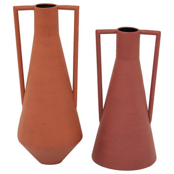 Modern Orange Metal Vase Set 563121
