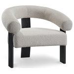 Meridian Furniture - Winston Boucle Fabric Upholstered Accent Chair, Cream, Black Finish - Make this Winston boucle fabric accent chair part of your living room revamp. This uber modern chair draws attention from first glance with its curved back and minimalist design. The rich black boucle fabric upholstery has an upscale feel against the skin and adds a durable slant to the chair. A wood frame ensures lasting durability and long-lived use in your living room, den, bedroom, office or wherever you need a modish-looking seat that's super comfy.