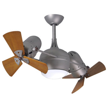 Dagny Rotational Ceiling Fan, Integrated LED, Brushed Nickel, Mahogany Blades