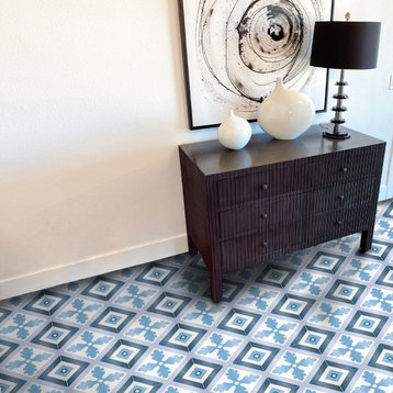 Avila 10 x 10 Ceramic Tile for Floor/Wall in Blues and Dark Grey