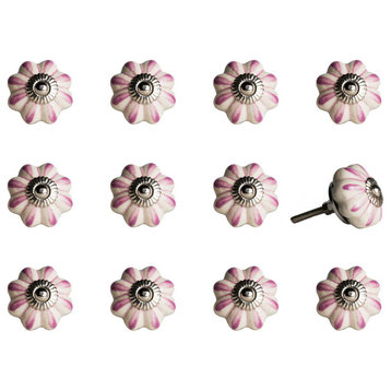 1.5" X 1.5" X 1.5" Cream Pink And Silver  Knobs 12 Pack