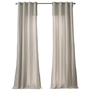 Dune Textured Solid Cotton Grommet Curtain Pair, Fable Beige, 50"wx96"l