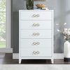 Bernie Contemporary White 5 Drawer Chest with Gold Handles