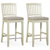 Sandford Slatted Bar Stools, Off White and Gray, Set of 2