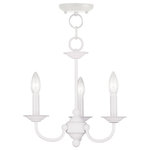 Livex Lighting - Home Basics Mini Chandelier, White - This three light chandelier/ceiling mount from the Home Basics collection is an alluring reflection of traditional style. The elegant sweeping arms and white finish are beautiful details that unite for a breathtaking piece.