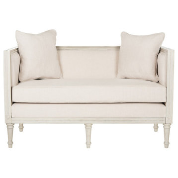 Andrea Rustic French Country Settee, Beige/Rustic Gray
