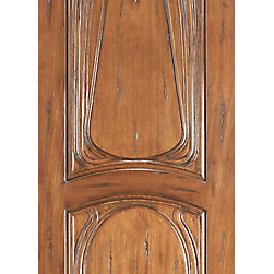 AN-2013-1 Mahogany Hand Carved 2-Panel Art Nouveau Single Door - Windows And Doors