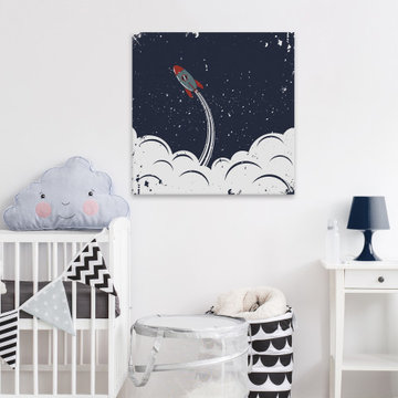 "Spaceship Launch" Painting Print on Wrapped Canvas