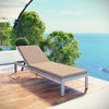 Shore Outdoor Patio Aluminum Chaise with Cushions, Silver Mocha