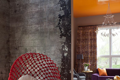 Inspiration for a large contemporary medium tone wood floor foyer remodel in Denver