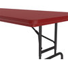 Correll 22-32" Adjustable Height H.D. Blow-Molded Plastic Folding Table in Red
