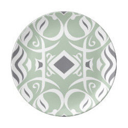 Mint and Gray Calligraphic Plate - Dinner Plates