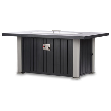 EvFires 52" Aluminum Fire Pit Table, Black/Gray