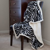 Animal Print Fleece Sherpa Blanket Throw, Zebra