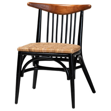 Fern Two-Tone Mahogany & Rattan Dining Chair