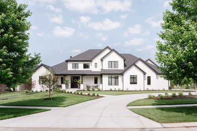 Example of a transitional exterior home design in Omaha