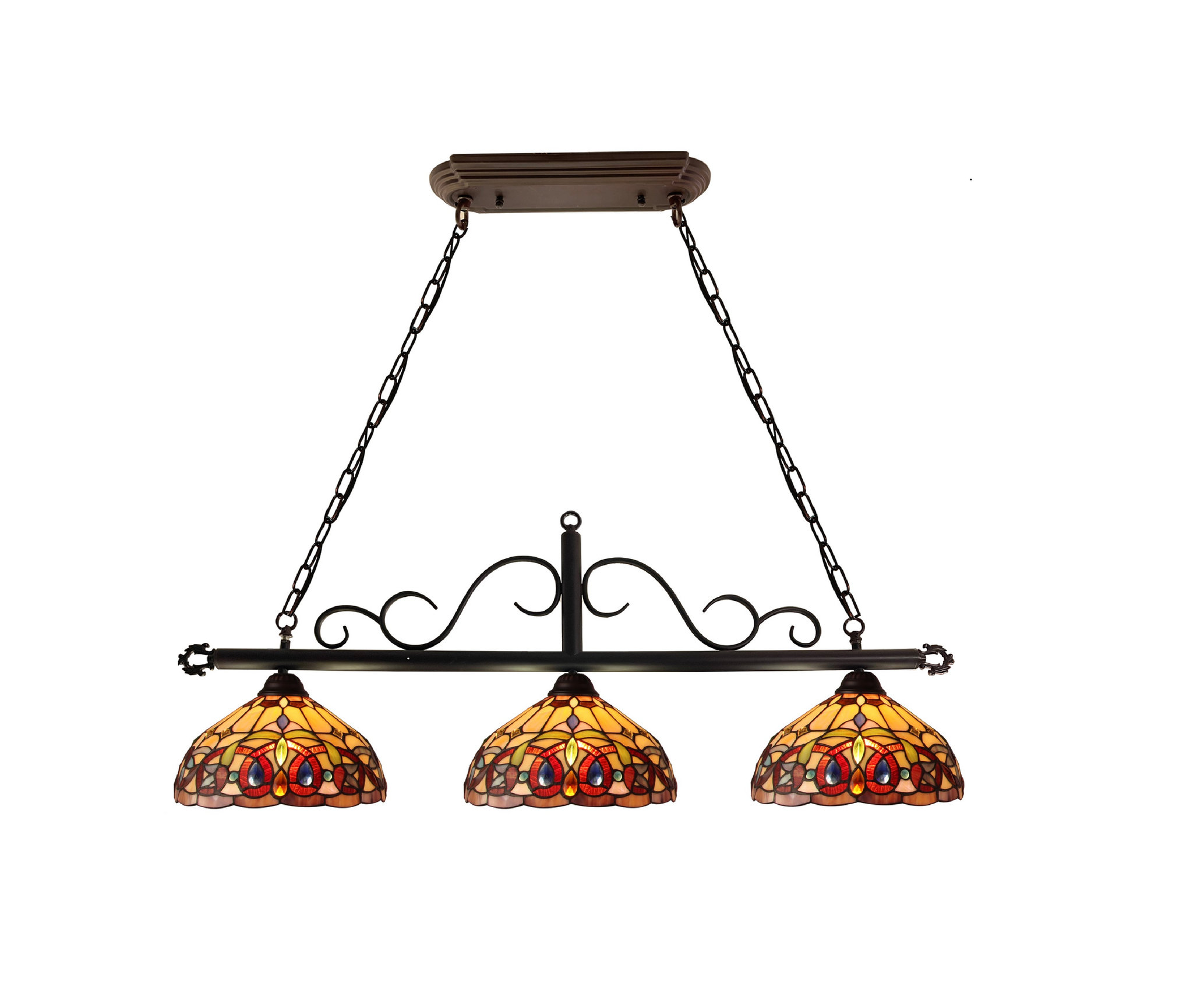 Serenity Victorian Tiffany-Style Dark Bronze 3 Light Island Pendant 45 ...