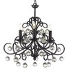 Versailles Wrought Iron and Crystal-Light Chandelier