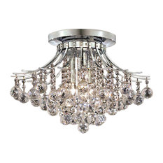 Contour 6 Light 19" Chrome Flush Mount With Clear European/Swarovski Crystals