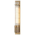 Hudson Valley Lighting - Shaw 1-Light LED Wall Sconce, Aged Brass - Shaw's fine textural details make it an impressive sconce. A long, fluted glass diffuser fits into a wide candlecup of knurled brass. A tubular LED bulb spreads a warm glow through this tactile piece's shade.