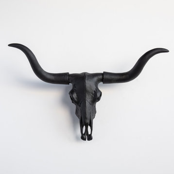 Large Faux Skull Texas Longhorn, Black