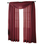 Royal Tradition - Abri Single Rod Pocket Sheer Curtain Panel, Burgundy, 50"x63" - Want your privacy but need sunlight? These crushed sheer panels can keep nosy neighbors from looking inside your rooms, while the sunlight shines through gracefully. Add an elusive touch of color to any room with these lovely panels and scarves. Sheers enhance the beauty of windows without covering them up, and dress up the windows without weighting them down. And this crushed sheer curtain in its many different colors brings full-length focus to your windows with an easy-on-the-eye color.